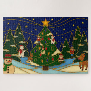 Cloisonne Kunst Whimsical Bos Klassiek Kerstmis Legpuzzel