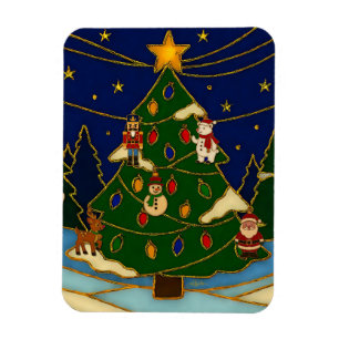 Cloisonne Kunst Whimsical Bos Klassiek Kerstmis Magneet