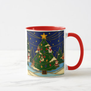Cloisonne Kunst Whimsical Bos Klassiek Kerstmis  Mok
