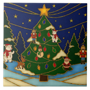 Cloisonne Kunst Whimsical Bos Klassiek Kerstmis Tegeltje