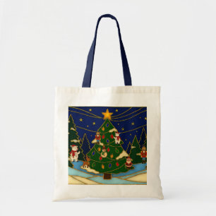 Cloisonne Kunst Whimsical Bos Klassiek Kerstmis  Tote Bag