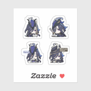 Clorinde Genshin Impact 4 stickers op een vel