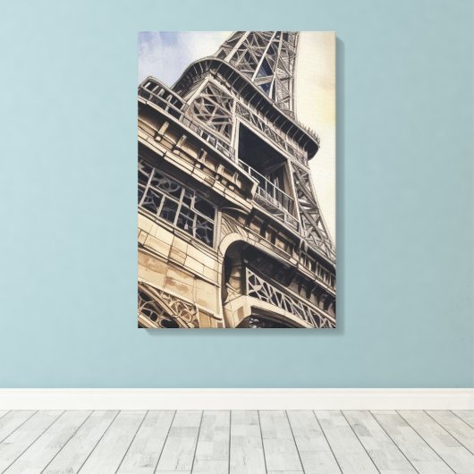 Close-up Eiffeltoren Parijs Love City Travel Canvas Afdruk (Insitu (Houten vloer))
