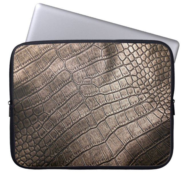 Close-up Elegant leer: gestructureerd patroon Laptop Sleeve (Voorkant)