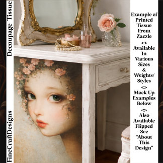 Close Up Floral Girl Vintage Canvas FF7L Decoupage Tissuepapier