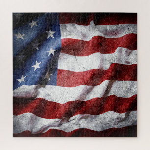 Close-up grunge Amerikaanse vlag. Legpuzzel