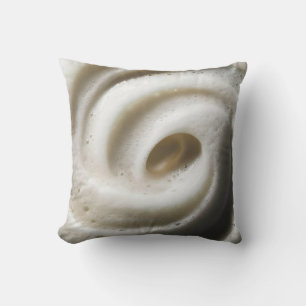 Close-Up of Creamy White Foam with Swirling Textur Kussen