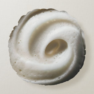 Close-Up of Creamy White Foam with Swirling Textur Rond Kussen
