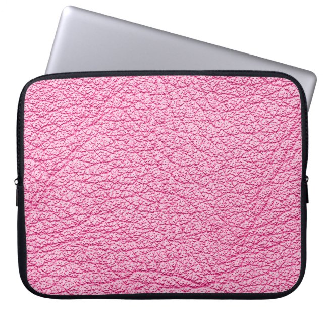 Close-up roze leer, gestructureerde achtergrond. laptop sleeve (Voorkant)