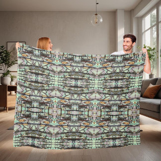 Close-up scene of birch log stumps, rustic charm fleece deken