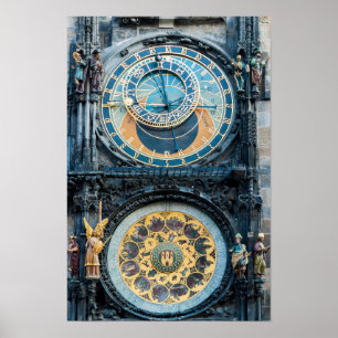 Close-up van de astronomische klok van Praag Poster