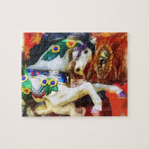 Close-up van draaimolenspaard legpuzzel
