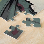 Close-up van een Pop Art Zombie Halloween Legpuzzel (Zijkant)