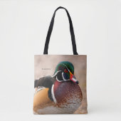 Close-up van een Wood Duck Drake Tote Bag (Voorkant)