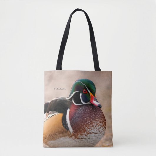 Close-up van een Wood Duck Drake Tote Bag (Voorkant)