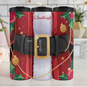 Close-up van het pak van de kerstman thermosbeker