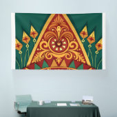 close-up-van-ingewikkelde-design-op-traditioneel spandoek (Beurs)