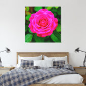 Close-up van levendige roze roos canvas afdruk (Insitu (Slaapkamer))