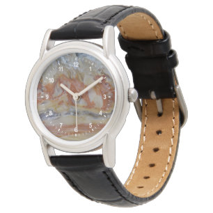Close-up van versteend hout horloge