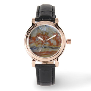 Close-up van versteend hout horloge