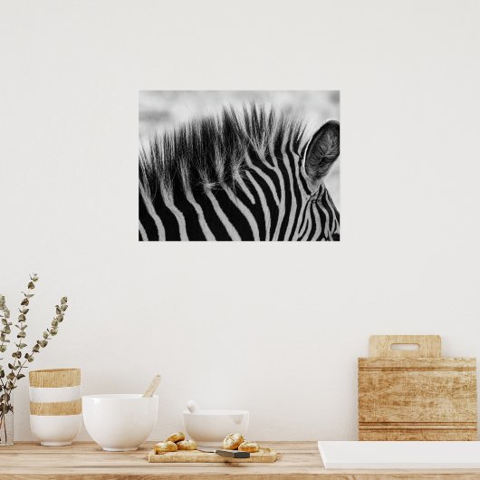 Close-up van Zebra Mane zwart en wit Poster (Keuken)