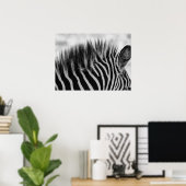Close-up van Zebra Mane zwart en wit Poster (Thuiskantoor)