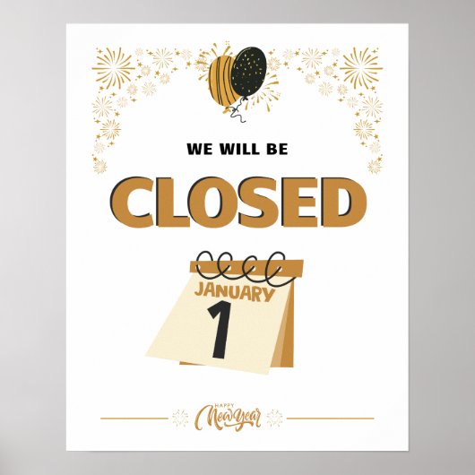 Closed January 1st Store Hours Poster (Voorkant)