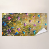  closeup de peinture Belle prairie de bleu rose fl (Serviette de bain)