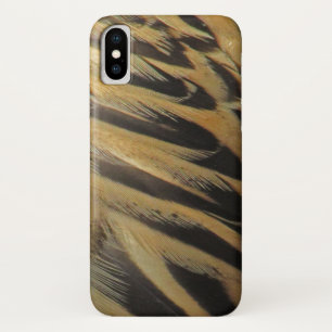 Closeup Duck Feathers Foto Brown Stripe Patroon iPhone X Hoesje