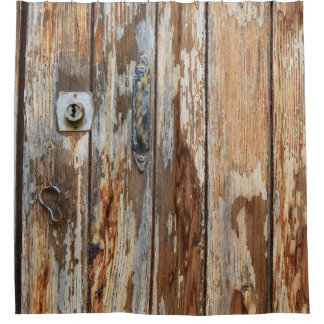 Closeup foto van bruin houten bord douchegordijn