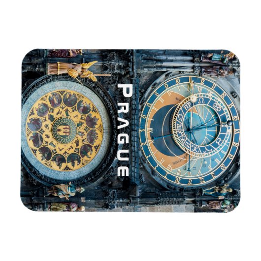 Closeup on Prague Astronomical Clock - Czech R. Magneet (Horizontaal)