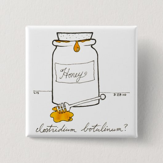 Clostridium Botulinum knop Vierkante Button 5,1 Cm (Voorkant)