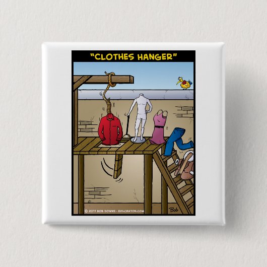 "Clothes Hanger" Vierkante Button 5,1 Cm (Voorkant)