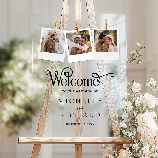 Clothesline 3 Photo Collage Wedding Welcome