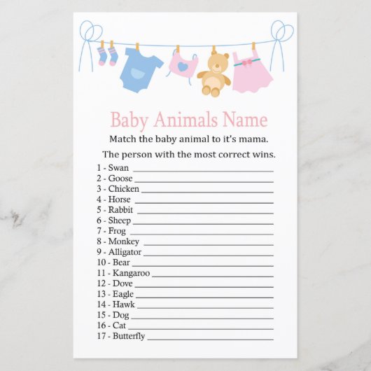 Clothesline Baby Animals Name Game (Voorkant)