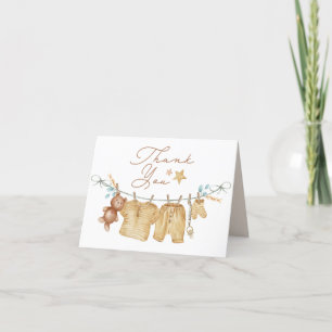 Clothesline Baby shower Bedankt Card