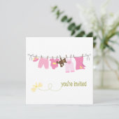Clothesline Baby Shower Invitations (Debout devant)