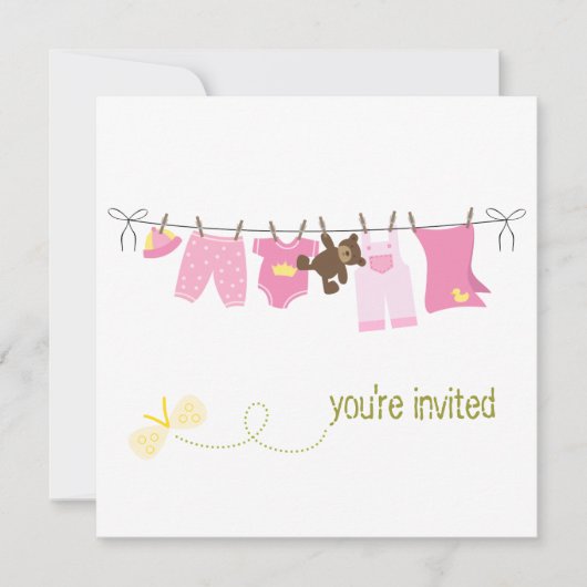Clothesline Baby Shower Invitations (Devant)