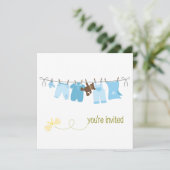 Clothesline Baby Shower Invitations (Debout devant)