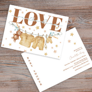 Clothesline Baby shower Liefde op de lijn Uitnodig Kaart