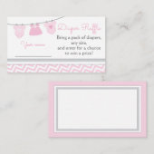 Clothesline Baby shower Luier Raffle Ticket Informatiekaartje (Voorkant / Achterkant)