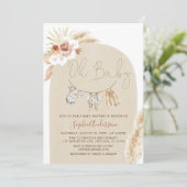 Clothesline Boho Pampas Grass Baby shower Kaart (Staand voorkant)