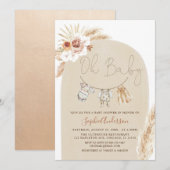 Clothesline Boho Pampas Grass Baby shower Kaart (Voorkant / Achterkant)