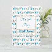 Clothesline Nom du garçon Photo Carte Faire-part p (Debout devant)