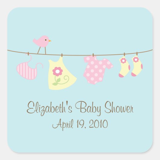 Clotheslines Bébé Girl Sticker Baby shower (Devant)