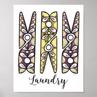 Clothespin Laundry Room Wall Art Poster