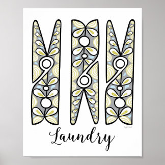 Clothespin Laundry Room Wall Art Poster