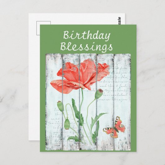 Clôture Blanche Rustique Fleurie Carte D'anniversa (Devant / Derrière)