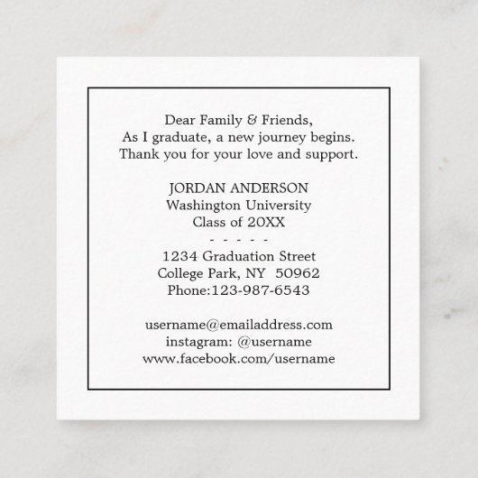 Clôture de faire-part d'insertion d'obtention du (Dos)