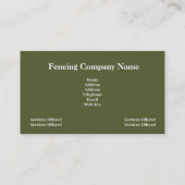 Clôture du carte de visite de société (Dos)